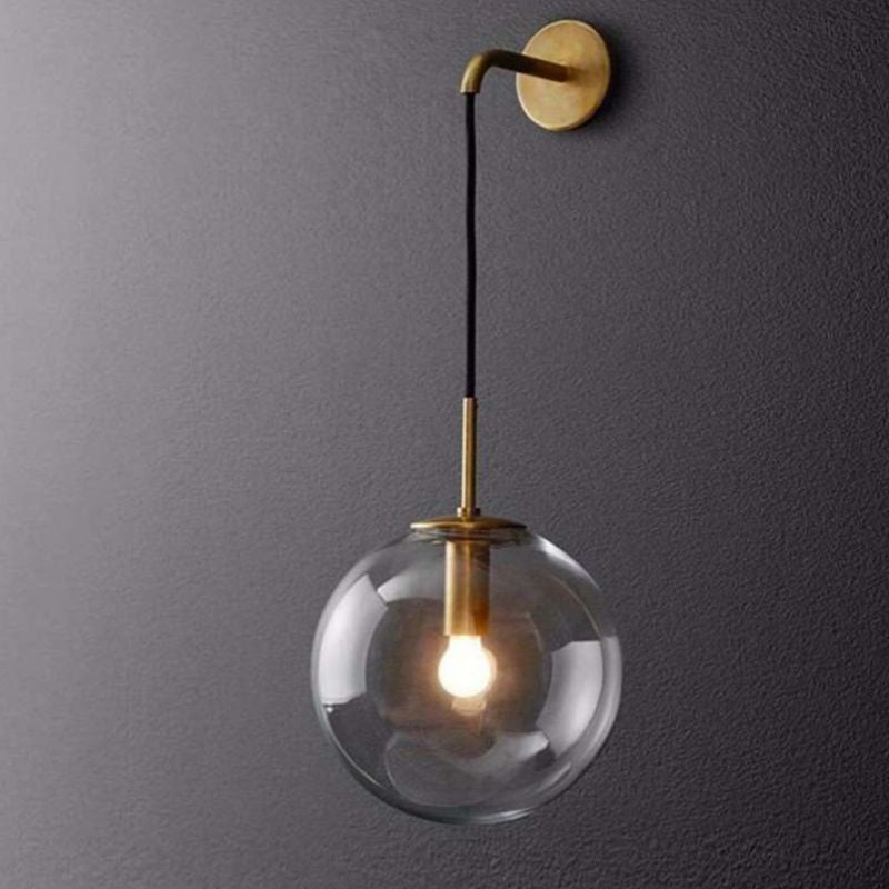 Smoke Grey Globe Glass Sconce Light Modern Style Minimalism 1-Light Wall Mount Lamp for Bedroom