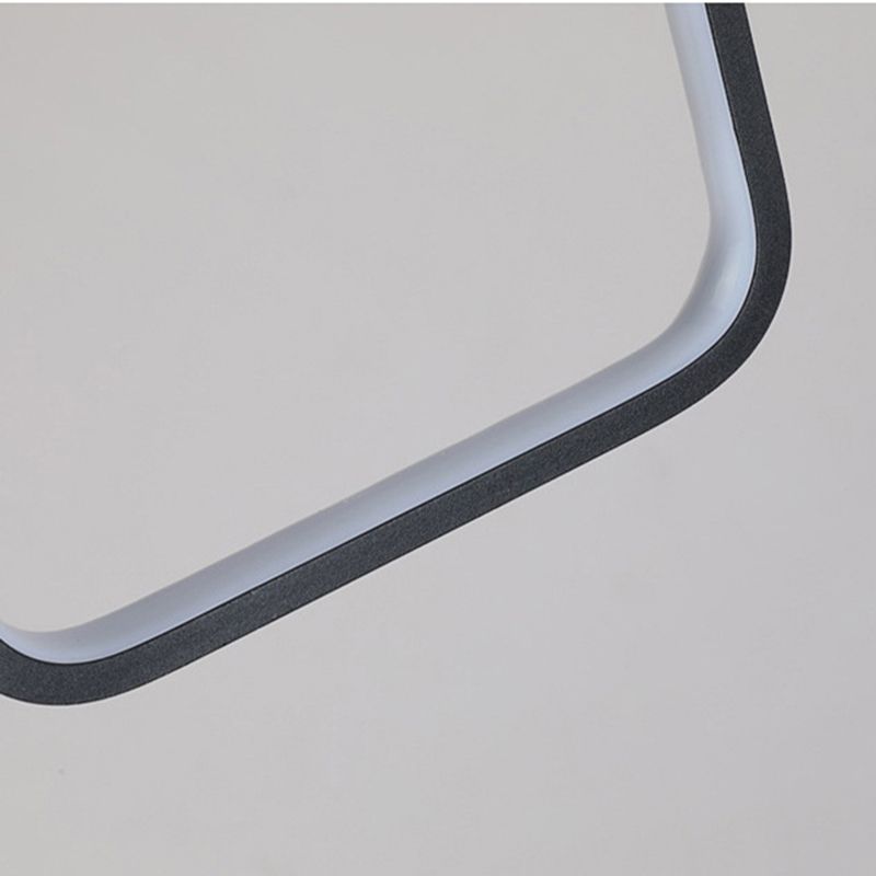 Black Geometric LED Pendant Light in Modern Concise Style Aluminium Hanging Lamp with Acrylic Shade