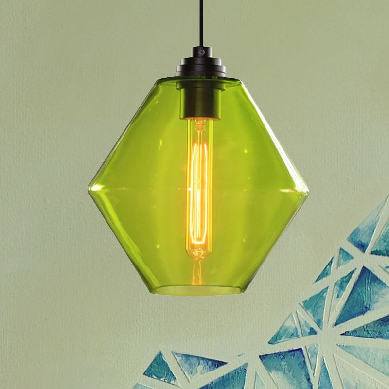 Single a diamante a diamante soffitto a sospensione leggera vintage nere arancione/blu/verde lampada appesa