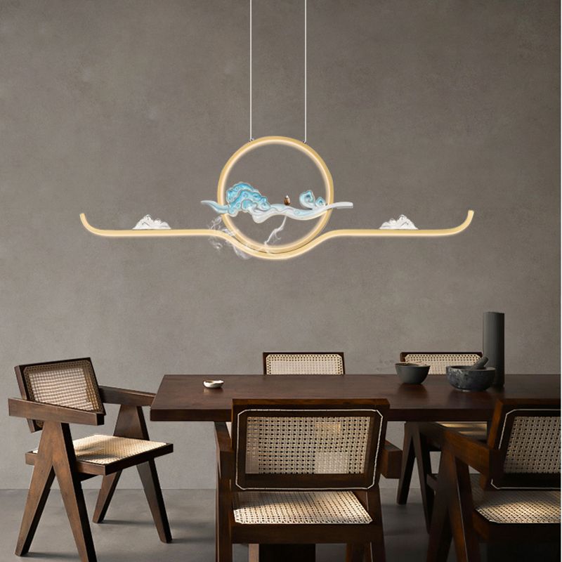 Luces de la isla de forma lineal Luces de estilo contemporáneo 2 accesorios de iluminación colgante de luz