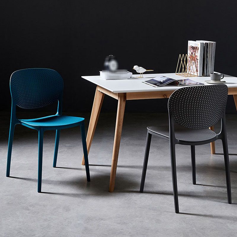Silla lateral de comedor de cocina escandinava de plástico, silla con respaldo abierto