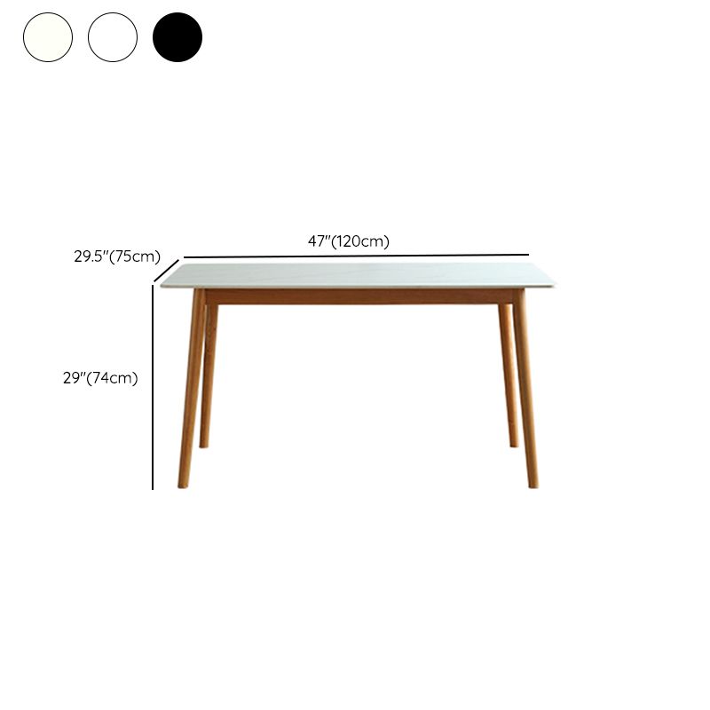 Contemporary Rectangular White and Black Stone Dining Table with Legs