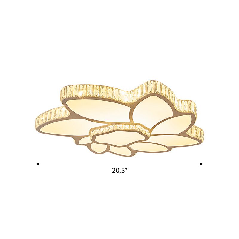 Wohnzimmer Klarglas LED Flush Licht Minimalist Deckenbeleuchtung mit Blume Acryl Schatten