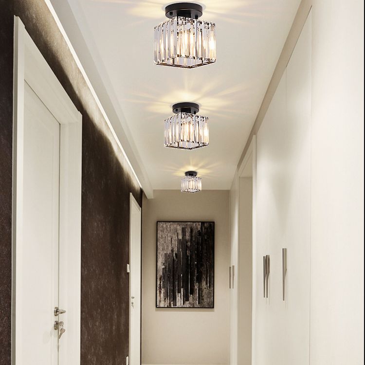 Crystal Geometric Ceiling Mounted Fixture Contemporary Close To Ceiling Lighting Fixture