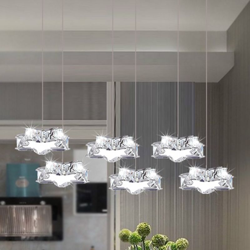 K9 Crystal Star LED Ceiling Light Minimalist Stainless-Steel Hanging Pendant Light