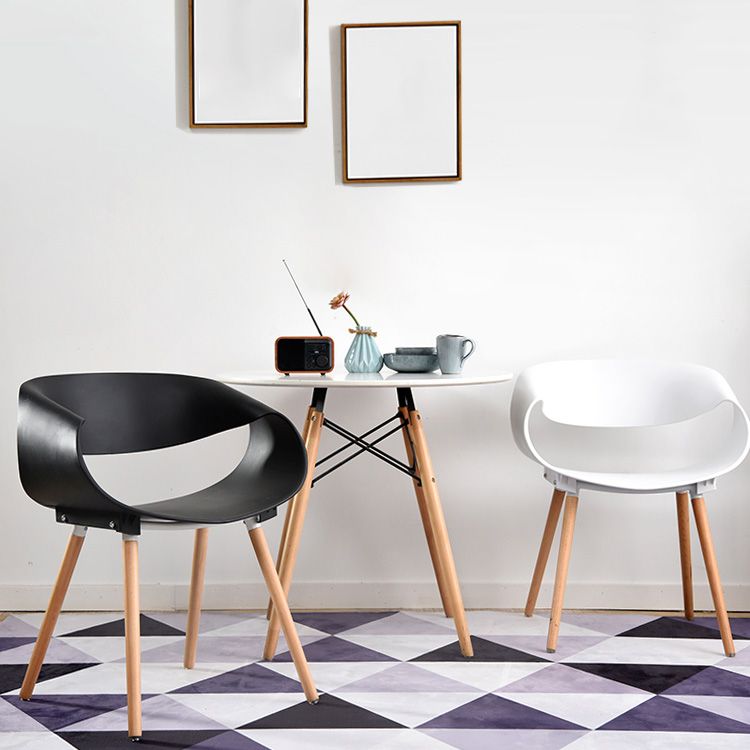 Sillas de comedor escandinavas sin brazos Sillas de comedor laterales con patas de madera (juego de 2)