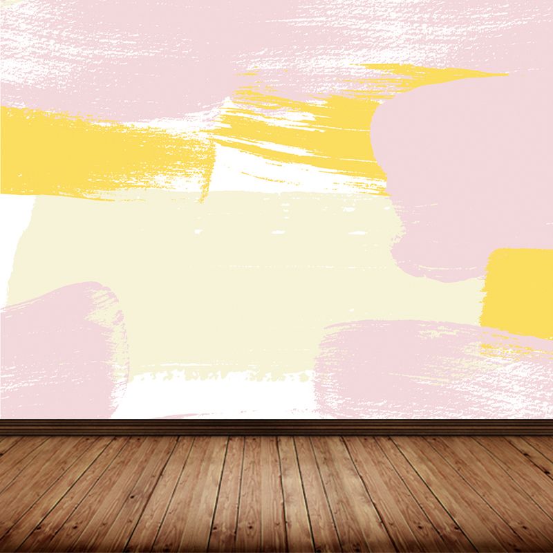 Brush Stroke Pattern Mural Wallpaper Pink Contemporary Wall Covering for Living Room