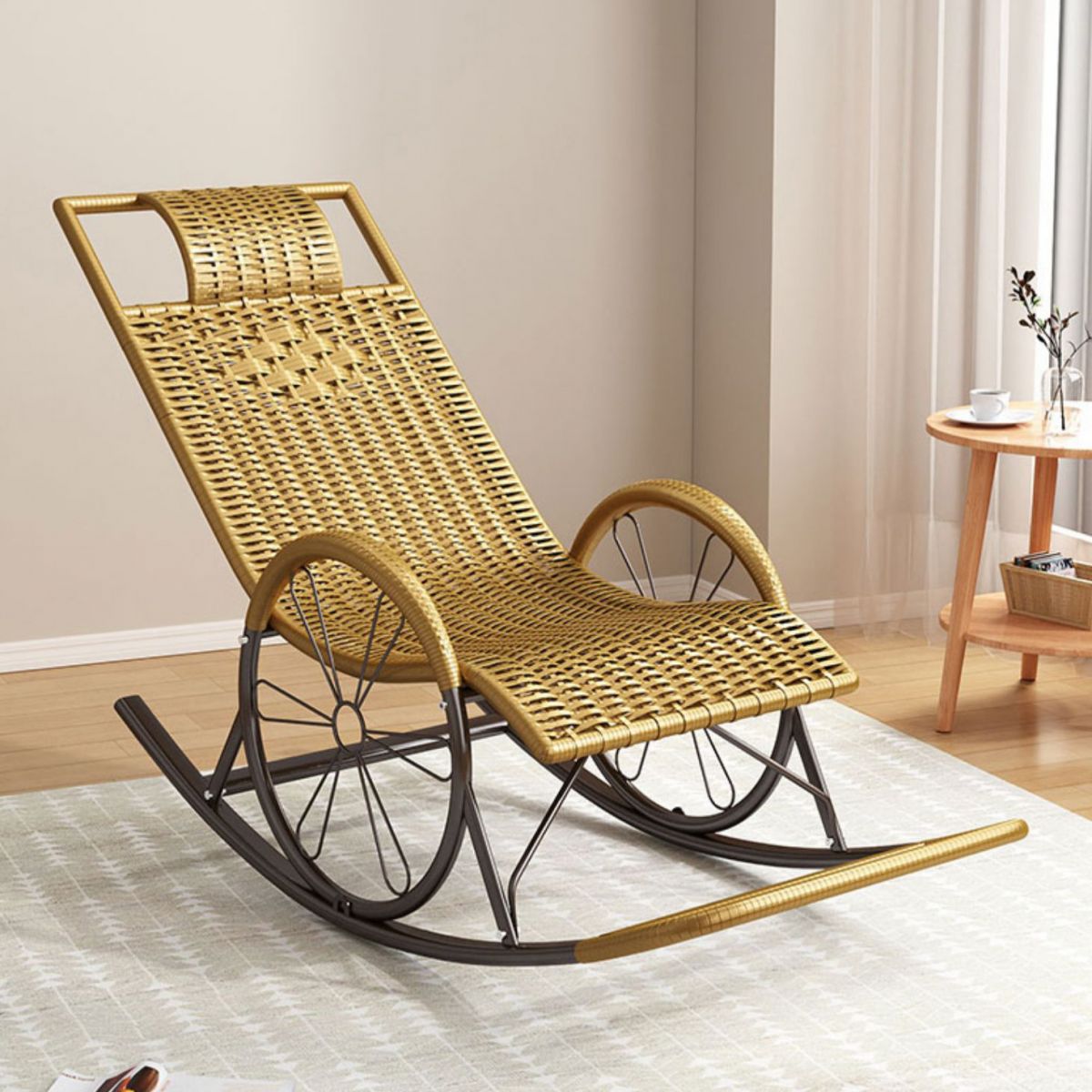 Contemporary Style Rocking Chair Rattan Rocking Chair for Leisure