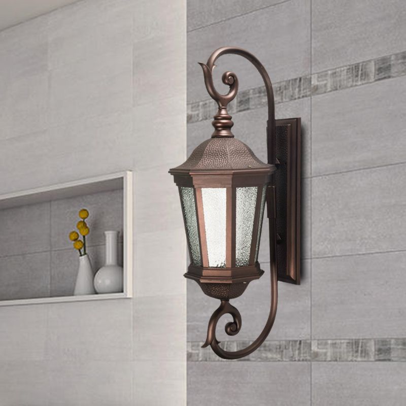Metal Brown Wall Mount Light Aniseed Tiger Stripe 1 Light Country Wall Lamp Sconce with Water Glass Shade