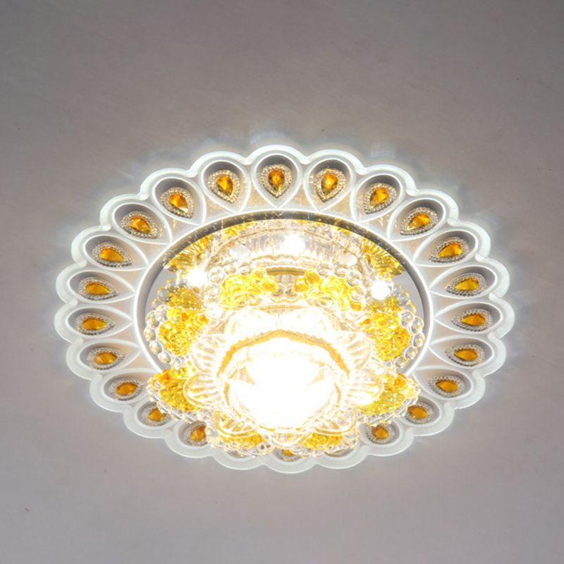 Fleurs LED encastré lumière minimaliste cristal jaune encastré plafonnier