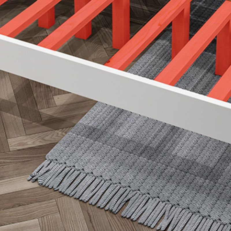 Contemporary Solid Color Slat Bed Arched Bed With Custom Wood Legs