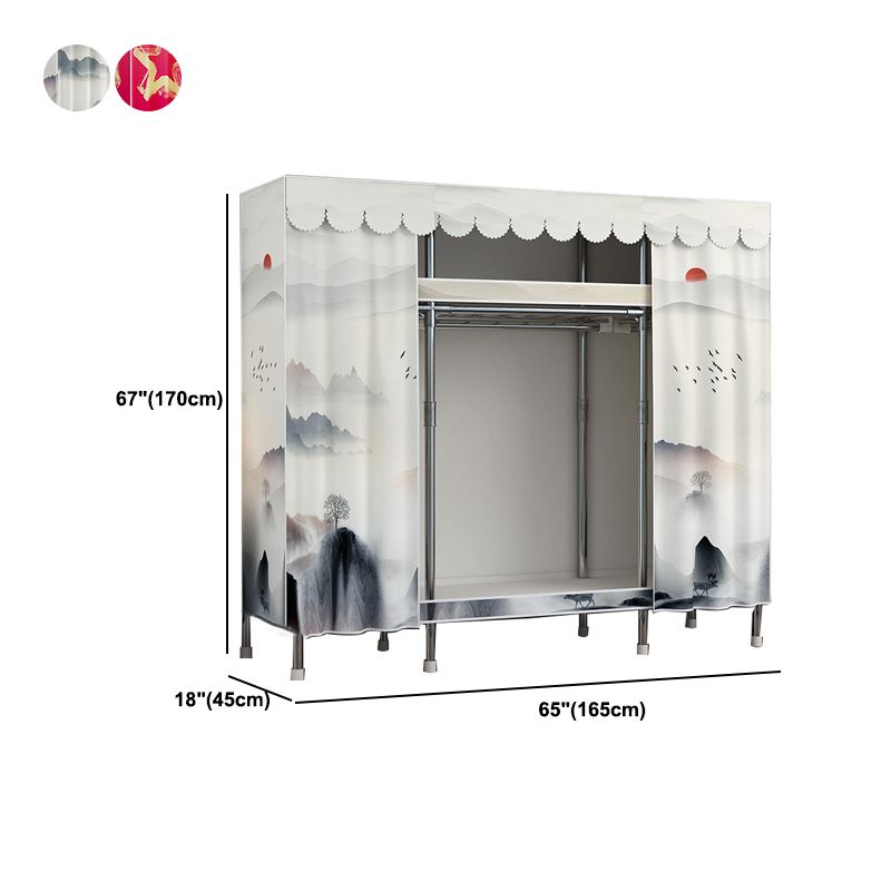 Modern Style Metal Wardrobe 2-Teir Bedroom Wardrobe Closet with Legs