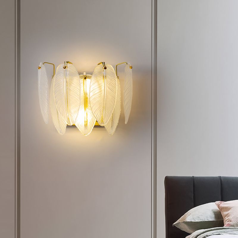 Modern Style Geometric Wall Mounted Lamps Glass 2 Lights Wall Sconces in White