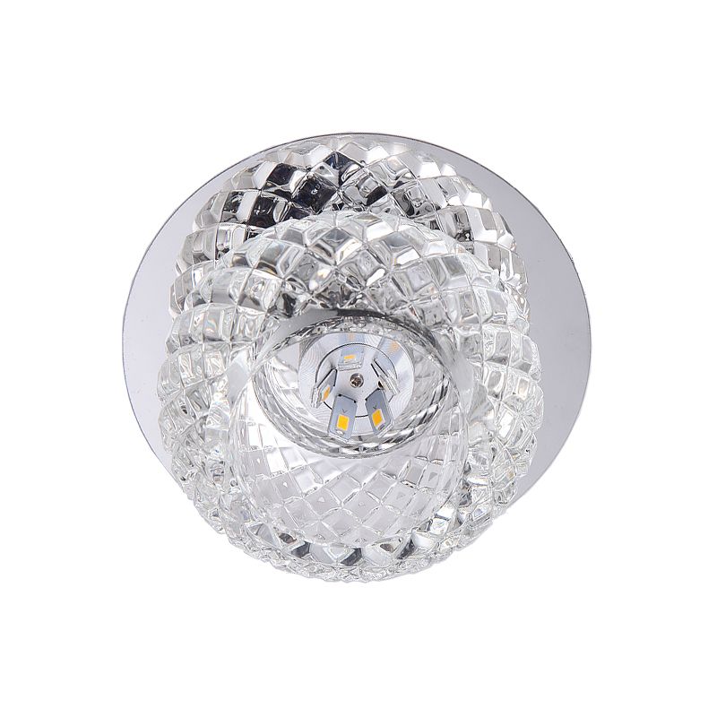 LED Clear Crystal Verre de monture Bridage moderne Chrome Sphère Flush Lamp Fixture