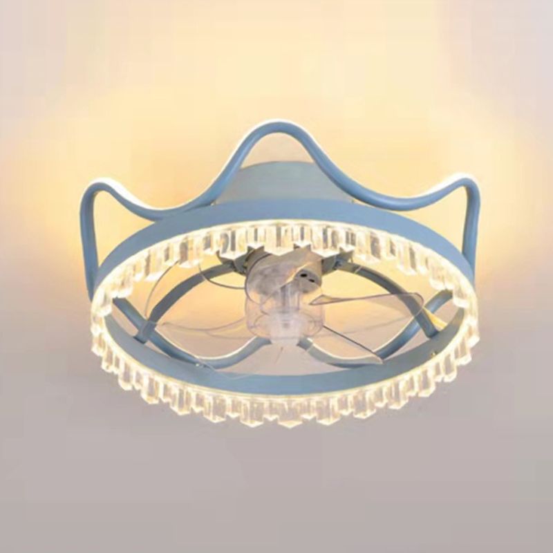 Crown Shape Ceiling Lamp Trendy Nordic LED Ceiling Fan Light for Bedroom