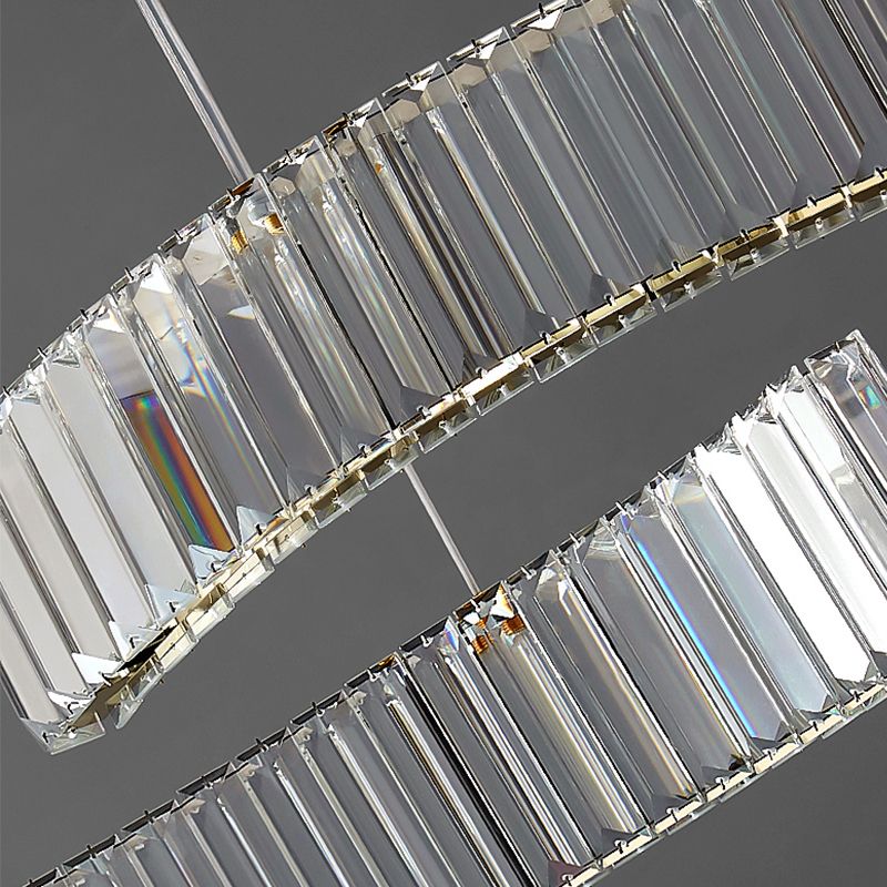 Contemporary Waves Ceiling Hanging Lamp Fixtures 2 Light Crystal Wrapped Island Pendant
