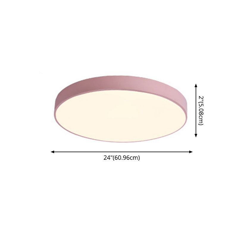 Macaron Round Flush Mount Ceiling Light Fixture with White Acrylic Shade