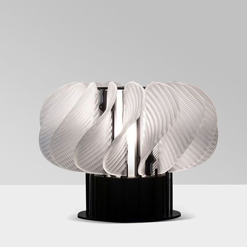 Acrylic Curved Panel Desk Light Modernist LED Table Lamp in White and Black with Spiral Design