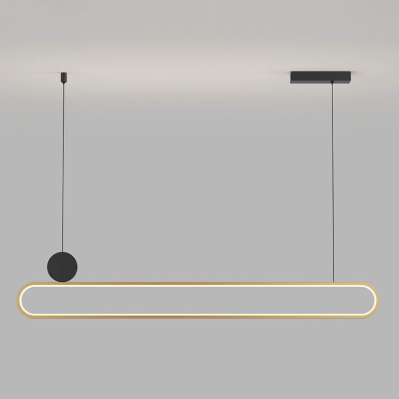 Eigentijdse stijl lineaire vorm eilandlichten metaalhangende hanglampen in goud