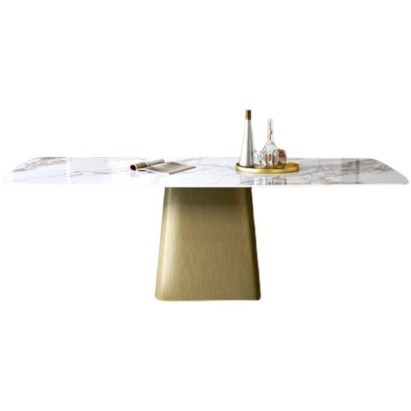 Luxury 1/2/5/7 Pieces Rectangle Dining Set Sintered Stone Top Table with Leather Chairs