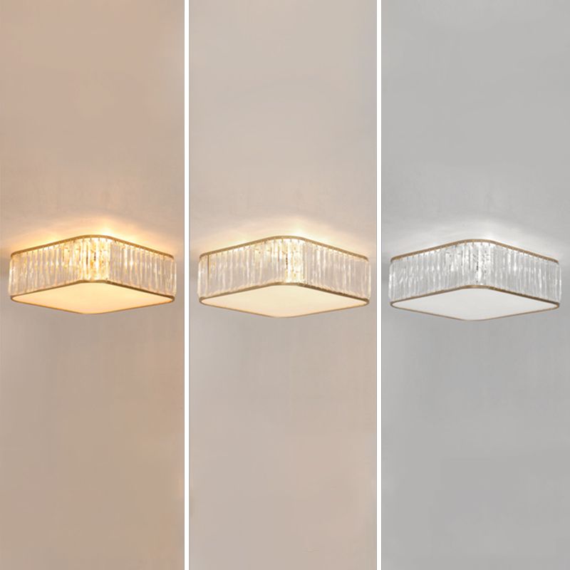 Plafonnier LED carré en cristal, plafonnier en fer forgé de Style concis et moderne pour le salon