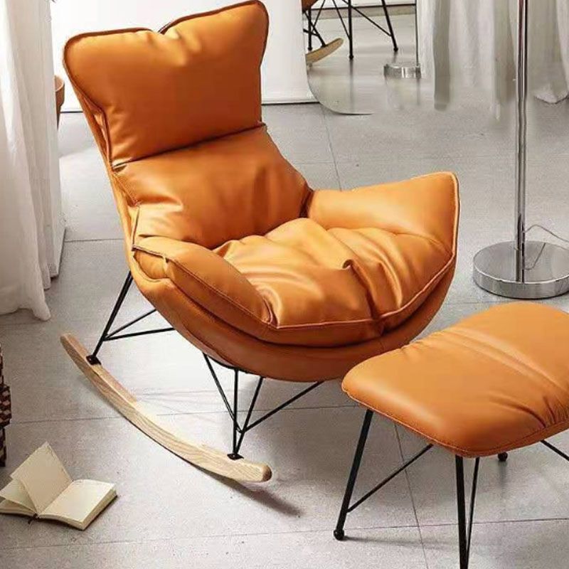 Blue Modern Rocking Chair Upholstered Rocker Chair for Home Decor