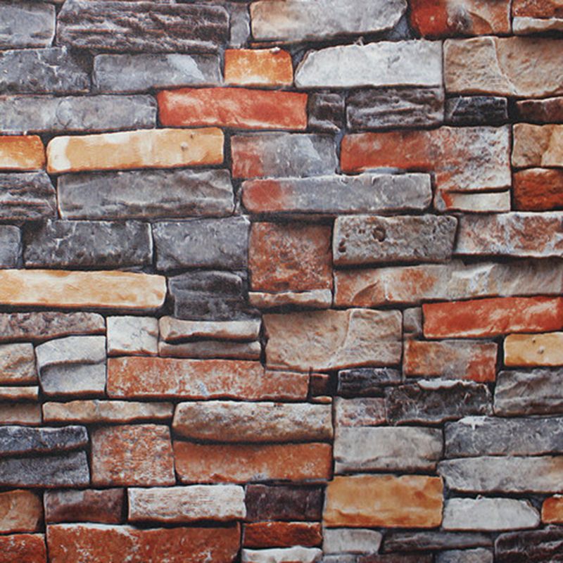 Industrial Architecture Brick Wallpaper Dark Color Washable Wall Covering for Living Room