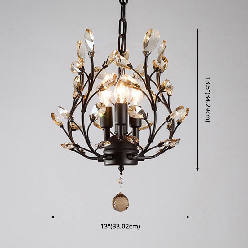 Branches Dinning Room Chandelier Lightture Rustic Crystal Black suspendu