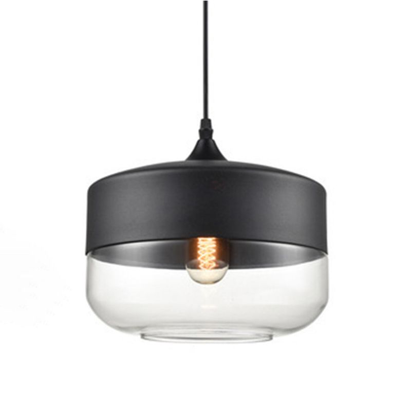 Geometric Hanging Lights Industrial Style Glass 1 Light Pendant Light Kit in Black