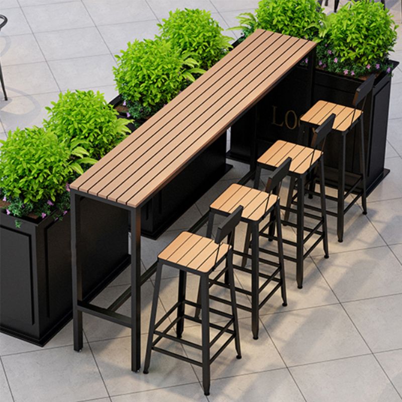Modern Style Bar Table Rectangle Wood Bar Dining Table with Trestle Base