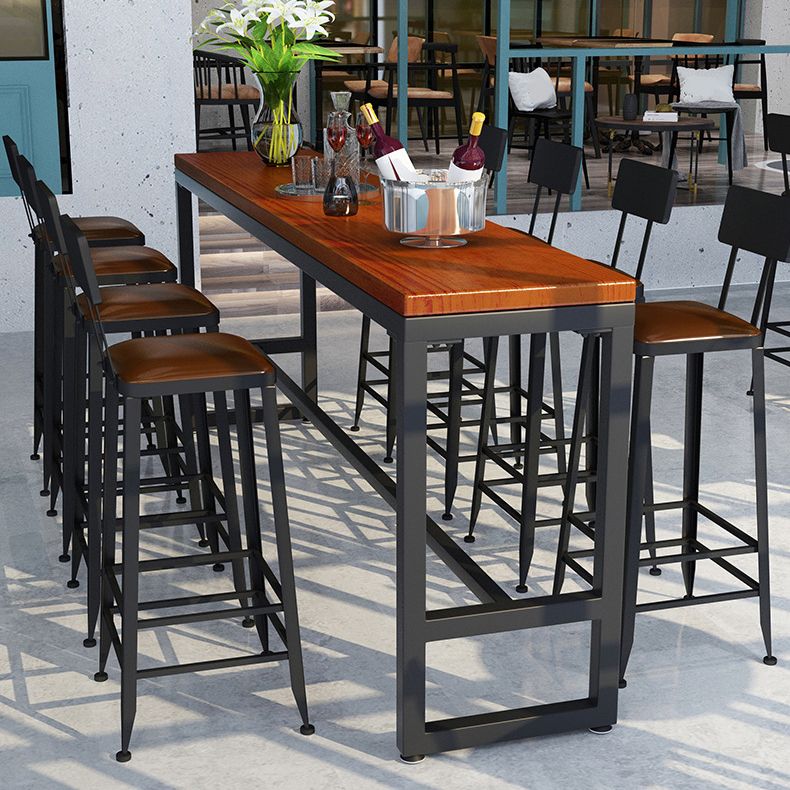 Industrial Style Bistro Bar Table Rectangle Solid Wood Bar Table for Dining Room