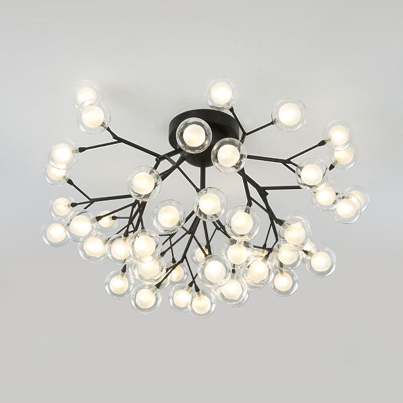 Metallic Tree Branch LED Semi Flush Light Nordic Style Flush Mount Ceiling Chandelier