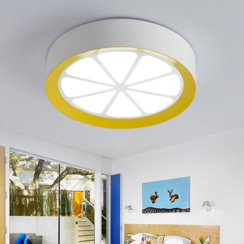 Lemon Ceiling Mount Kids Acryl Led White Flushmount Light in Warm/White Light