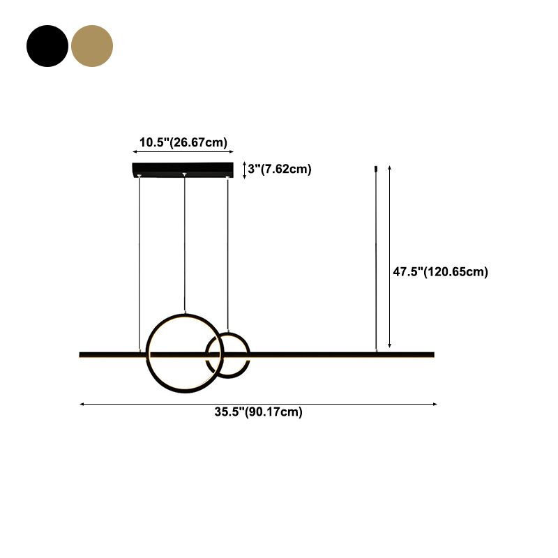 Circles LED Hanging Ceiling Light Modern-Style Metal Island Chandelier Light