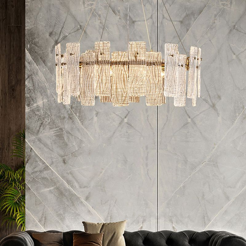 Geometria in stile contemporaneo luci a sospensione lampadario in vetro luci in oro