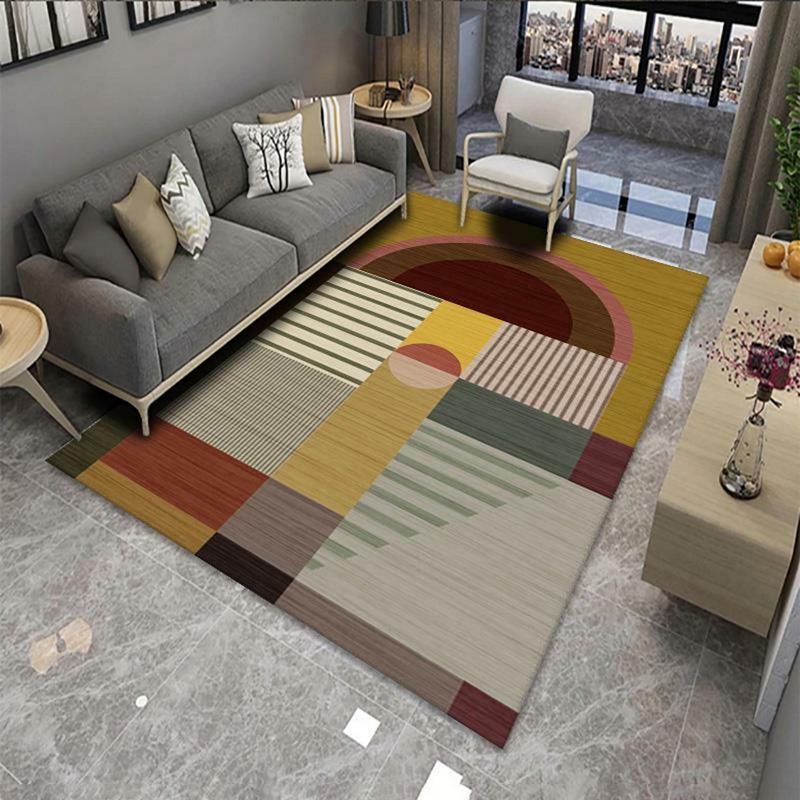 Groen Modern Rug Polyester Grafisch Tapijt Non-Slip Backing Rug voor woningdecoratie