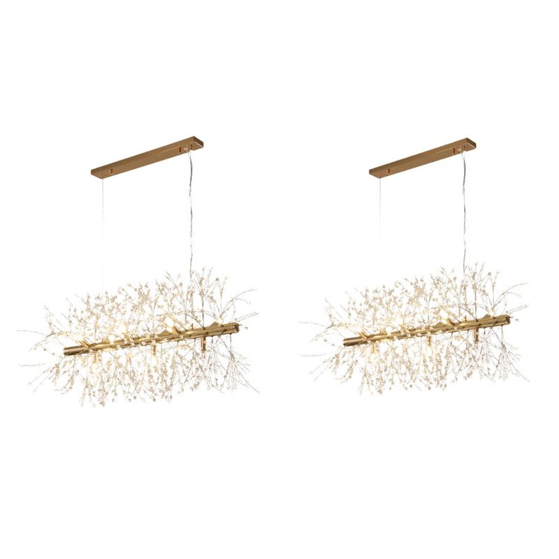 Sputnik Island Lamp Contemporary Hanging Light with Crystal for Dining Room