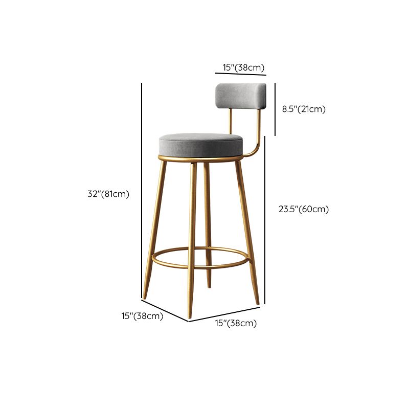 Glam Style Counter Stool Upholstered Living Room Bar Stool with Gold Frame