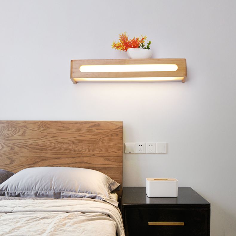 Semplicità rettangolo di vanità specchio luci da parete in legno per bagno