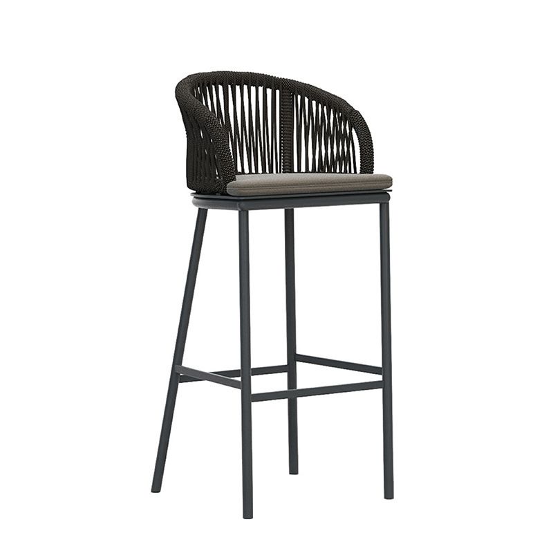 Contemporary Low Back Dining Stool Bucket Bar Stool with Footrest