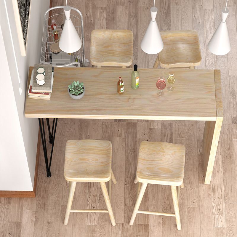 Modern Bar Table Set 1/2/5 Pieces Wooden Bar Table with High Wood Stools