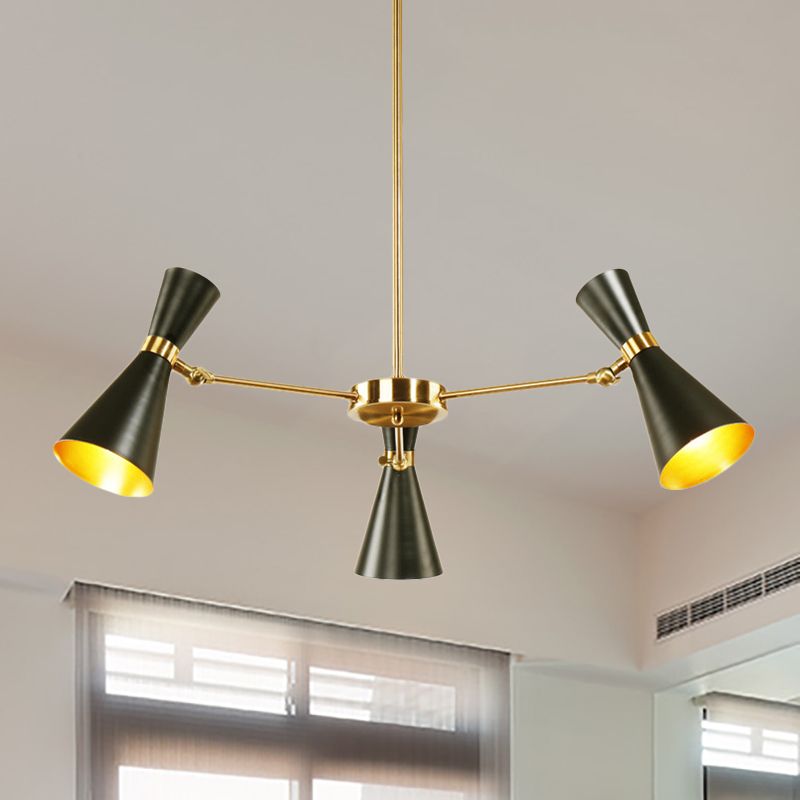 Modern Flared Iron Chandelier Pendant 3/6/8 Lights Ceiling Light in Black for Living Room