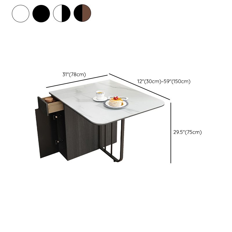 Folding Rectangle Dining Table Wood Frame Dining Table with Storage Pedestal