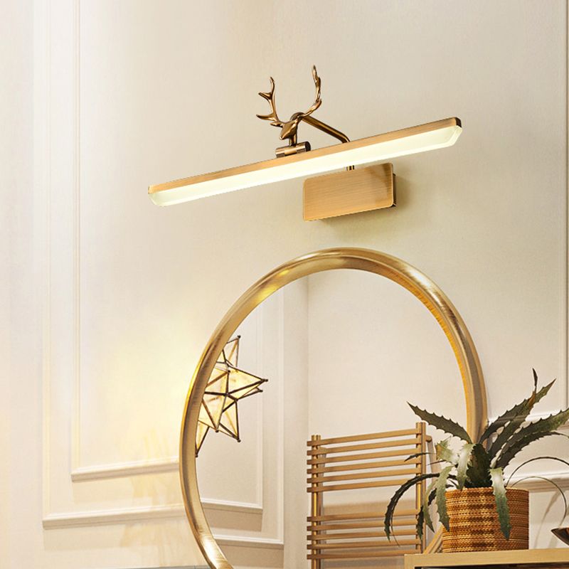 Linear Shade Metal Wall Sconce Modern 1 Light Mirror Wall Mount Light Fixture