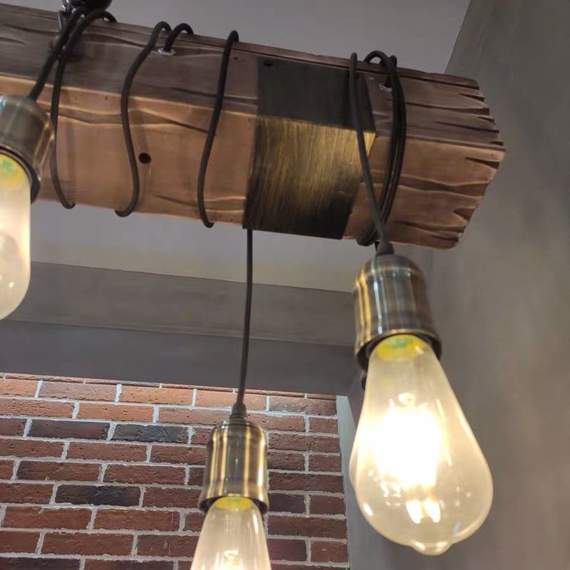 Industrial Style Linear Hanging Pendant Lights Wood Pendant Light Fixtures