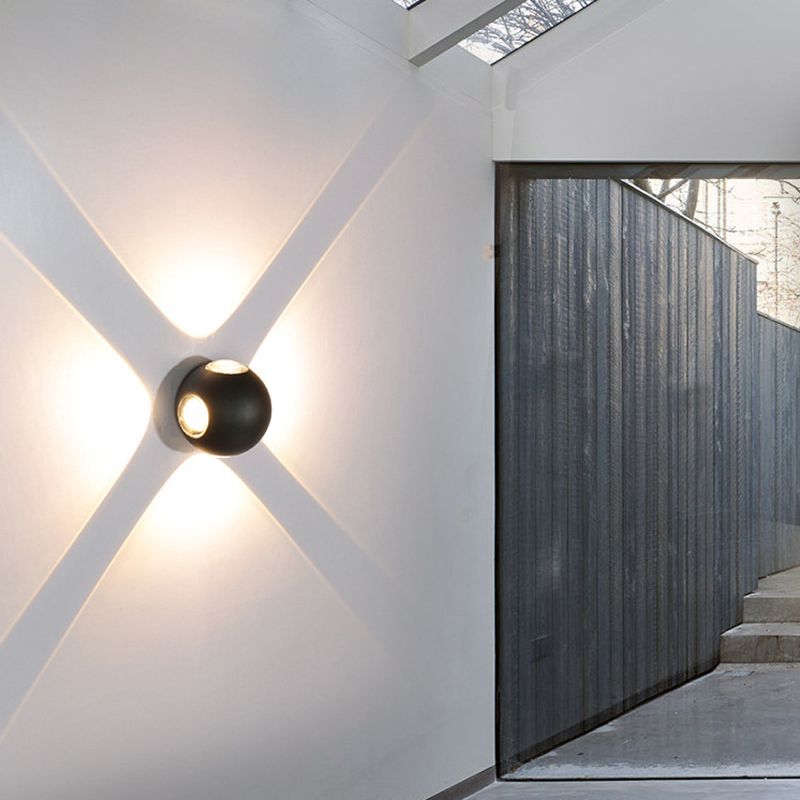 Ball Shape Wall Light Modern Style Metal 1/2/4 Lights Sconce in Black