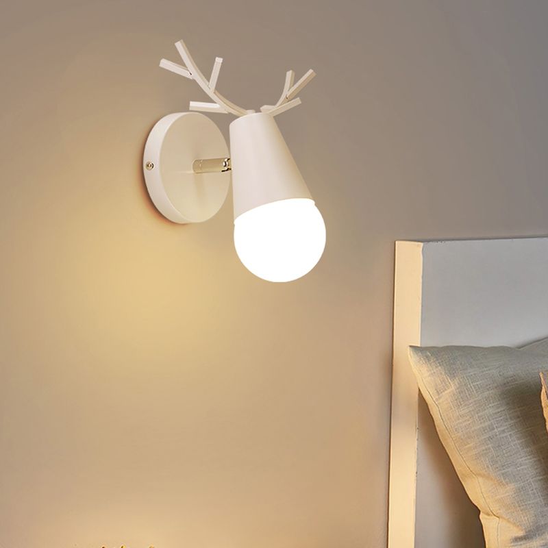 1 Light Metal Wall Sconce Light Simple Macaron Antler Wall Mount Lamp Fixture for Boy Girl Bedroom