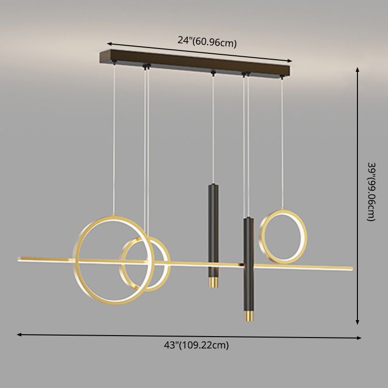 Aluminium Rectangular LED Island Pendant Light in Modern Creative Style Acrylic Ceiling Fixture for Dining Room