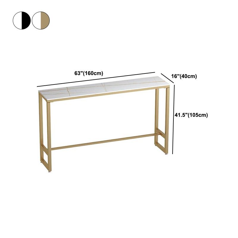 Stone Rectangle Bar Dining Table Modern Bar Table with Trestle Base