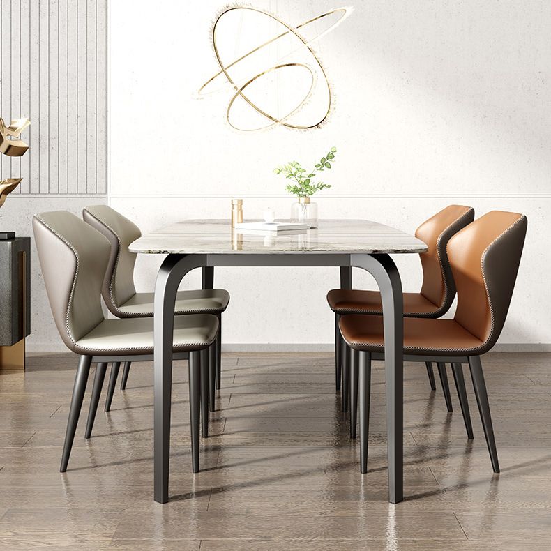 Rectangle Dining Table Industrial Dining Table with Black Frame